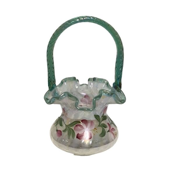 Fenton 90th Anniversary Azalea Spiral Optic Basket - Picture 3 of 7